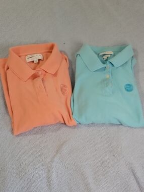Everyday Polo Tee in Peach and Light Blue